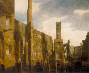 1792年1月14日灾难性火灾后牛津街万神殿的废墟》，1792年 作者 威廉·马洛