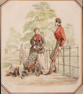 一个年轻的女工忽视了她的责任，约1865年（水彩画）。 作者 威廉·麦康奈尔