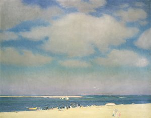 有沙滩的海景（查塔姆海滩），约 1915 年（布面油画） 作者 威廉·麦格雷戈·帕克斯顿