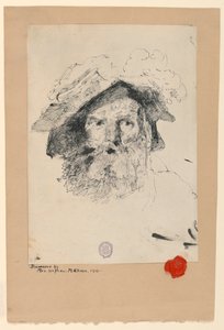 素描，大胡子男人的头像，1872-78 年 作者 威廉·梅里特·蔡斯