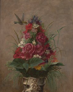 Floral Still Life with Hummingbird 作者 威廉·梅里特·蔡斯