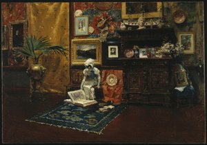 室内工作室，约 1882 年（布面油画） 作者 威廉·梅里特·蔡斯
