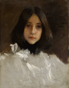艺术家的女儿爱丽丝，约1899年（布面油画）。 作者 威廉·梅里特·蔡斯