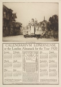 历法纪念馆（Londinense）或1920年的伦敦年鉴，被纪念碑的景色所遮盖，白厅（Whitehall），1919年