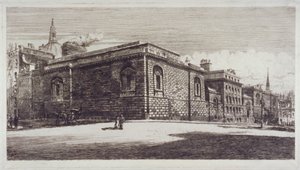 从伦敦市纽盖特街看纽盖特监狱、老贝利，约1900年