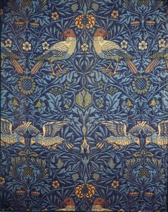 鸟类。装饰性织物，1878年。 作者 威廉·莫里斯
