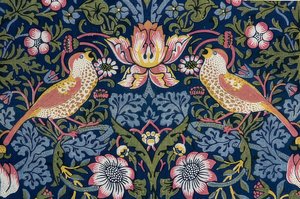草莓小偷。装饰面料（细节）。 1883年 作者 威廉·莫里斯