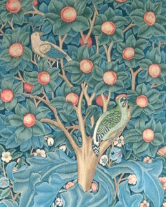 啄木鸟挂毯，啄木鸟的细节，1885年挂毯