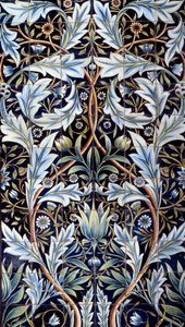 由 William Morris（1834-1896 年）和 William Frend de Morgan（1839-1917 年）在彩陶中制作的墙饰面板（66 块瓷砖）。 从爱德华查尔斯巴林的Membland大厅。 切尔西，英格兰。 1876-1877 年 1x635 米巴黎，奥赛博物馆 作者 威廉·莫里斯
