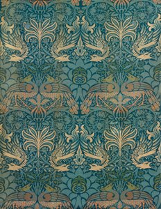 威廉-莫里斯的孔雀和龙纺织品设计，约1880年（木版画 作者 威廉·莫里斯
