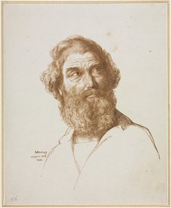 大胡子男子向左凝视的头像 作者 威廉·穆雷迪（William Mulready）