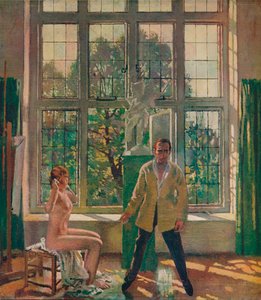 带有模型的自画像，c1905，c1932。