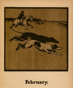 赛马（二月），约 1898 年（彩色石版画） 作者 威廉·尼科尔森