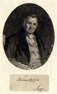 Thomas Bewick的肖像（墨水在纸上（粘贴在纸上）） 作者 威廉·尼科尔森