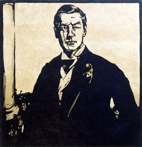 约瑟夫-张伯伦阁下（1836-1914 年）插图，选自《十二幅肖像--第二辑》，1899 年出版（手绘木刻版画） 作者 威廉·尼科尔森