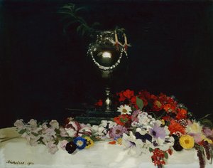 桌上的瓮和鲜花 作者 威廉·尼科尔森