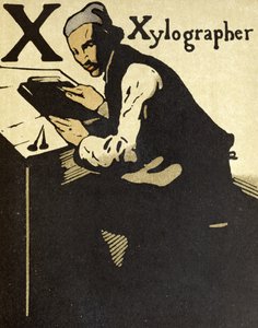 X代表Xylographer，插图选自《字母表》，由威廉-海涅曼出版 作者 威廉·尼科尔森