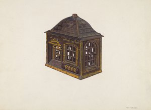 家庭储蓄银行，约1940年。 作者 威廉·O·弗莱彻