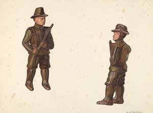 穿着卡其色衣服的士兵硬币银行，约1938年。 作者 威廉·O·弗莱彻