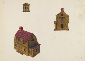 瓦屋顶房屋银行，约1939年。 作者 威廉·O·弗莱彻