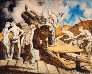 《榴弹炮在行动》，摄于1917年 作者 威廉·奥彭