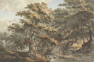 背景中有河流和牛夫的风景 作者 威廉·P·夏洛克
