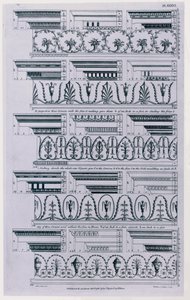 由William Pain于1788年出版的檐口设计（c.1730-c.1790）。 1783年黑白雕刻 作者 威廉·佩恩