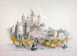 托马斯-约翰逊市长和他的随行人员从伦敦塔上岸，1840年