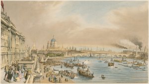 1840年，滑铁卢桥的萨默塞特宫，圣保罗大教堂和黑衣修士桥