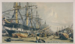 从东南方向看西印度码头，1840年