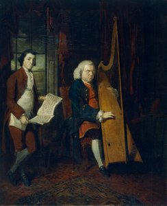 盲人竖琴家约翰-帕里和他的助手，约1770-1780。 作者 威廉·帕里