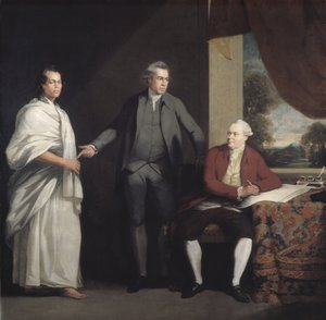 奥迈》，约瑟夫-班克斯和丹尼尔-索兰德博士，约 1775 年（布面油画） 作者 威廉·帕里