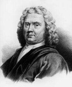 赫尔曼-布尔哈夫（1668-1738）的肖像，荷兰医生、化学家和植物学家，雕版画 作者 亚历山大·加布里埃尔（后）Decamps