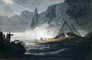 岩石海岸风光（纸上水彩画） 作者 威廉·佩恩