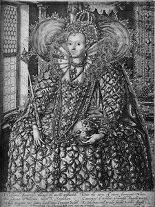 伊丽莎白女王（Queen Elizabeth）站在一间带格子窗的房间里，c1592 1903年