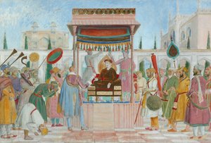 托马斯-罗爵士使节团访问杰汉吉尔宫廷（布面油画和铅笔画）