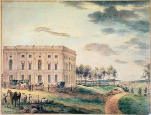 华盛顿国会大厦被英国烧毁之前的观点，c.1800（纸上写着wc）