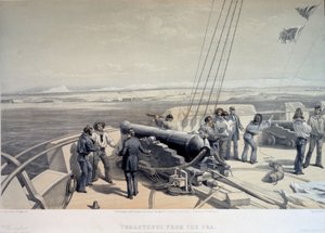 塞瓦斯托波尔从海上的景色，1855年 作者 威廉·克里米亚·辛普森