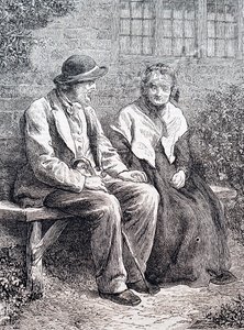 An elderly couple. By William Small (1843-1929) an English illustrator. 1880 (engraving) 作者 威廉·斯莫特
