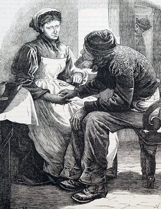 An elderly couple. By William Small (1843-1929) an English illustrator. 1880 (engraving) 作者 威廉·斯莫特