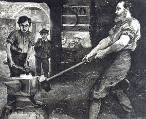 Engraving depicting the village blacksmith 作者 威廉·斯莫特