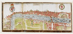 Sloane 2596, f.52 从南面俯瞰伦敦，显示泰晤士河、伦敦桥和伦敦塔 作者 威廉·史密斯