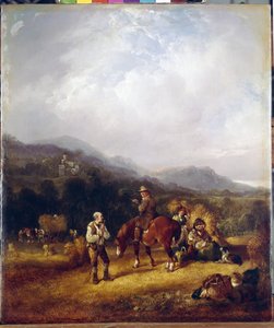 小麦收割威廉-沙耶（William I Shayer，1788-1879 年）作品，木板油画。19 世纪英国艺术，风景，风俗场景。圣彼得堡国家冬宫。
