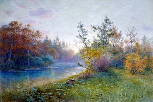 特劳恩施泰因的米尔水坝，1894年。 作者 威廉·斯坦利·哈瑟尔汀