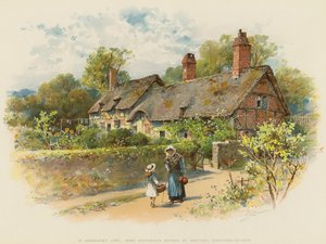 在Shakspere&39;s Land，Anne Hathaway的Shottery小屋，Stratford-on-Avon（chromolitho） 作者 威廉·斯蒂芬·科尔曼