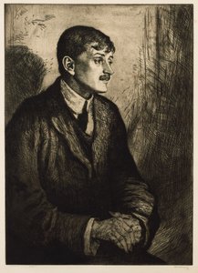 诗人John Masefield 1878-1967年的肖像。 作者 威廉·斯特兰德
