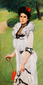 白色礼服-公园里一个年轻女子的画像，1903年