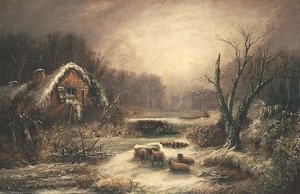 树林中的冬季景观 作者 威廉·托马斯·苏奇
