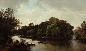 湖景，划船 1861 年（布面油画） 作者 威廉·特罗斯特·理查兹