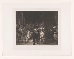 守夜人
Frans Banninck Cocq 上尉和 Willem van Ruytenburch 中尉领导的阿姆斯特丹第二区的军官和其他炮手，被称为 "守夜人"。 作者 伦勃朗·范·赖恩